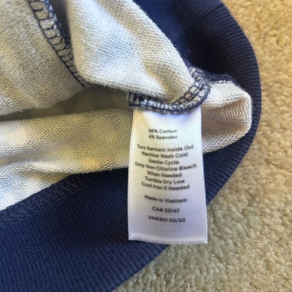 T for Talbots Sz XS Blue Yellow Pullover Sweatshirt Zippered Front Pocket Petite - Picture 8 of 9